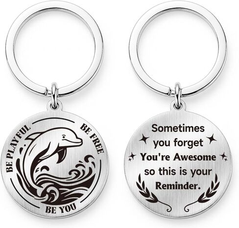 Dolphin Gifts for Girls Women, Inspirational Dolphin Keychain for Teens, Friends, Be Playful Be Free Be You, Cute Ocean Animal Keyring with You’re Awesome Reminder in Saudi Arabia