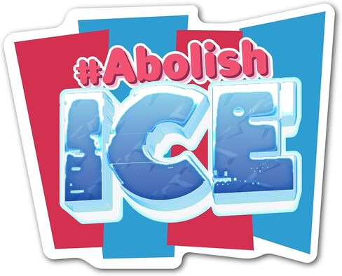 Magnet Me Up No ICE 5 Inches Round Political Car Magnet with Bold Red Circle Design - Full-Color UV Printed for Accessory, Weatherproof Vinyl, Magnetic Decal for Cars, Trucks and SUVs, Made in USA in Kuwait