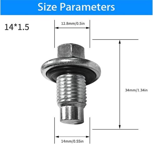 زيت المحرك قابس التصريف الترباس M14x1.5 6506214AA 6507741AA لـ 2003-2020 كرايسلر دودج جيب 2 PACK in Kuwait