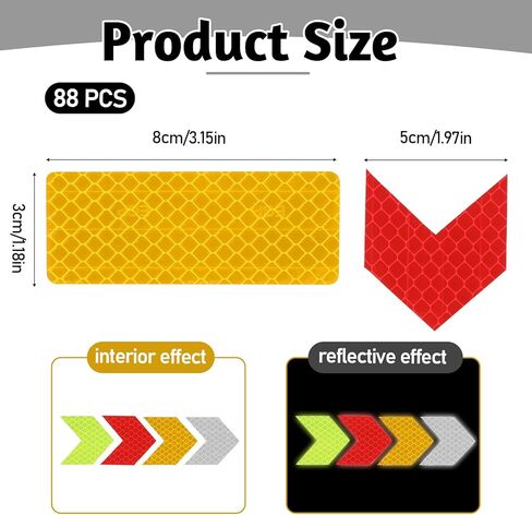 cobee 88Pcs Reflective Stickers, Safety Reflective Stickers, Mailbox Arrow Reflectors Reflectives Tape Outdoor Waterproof, Reflectives Sticker for Helmet, Cars, Mailbox in Saudi Arabia