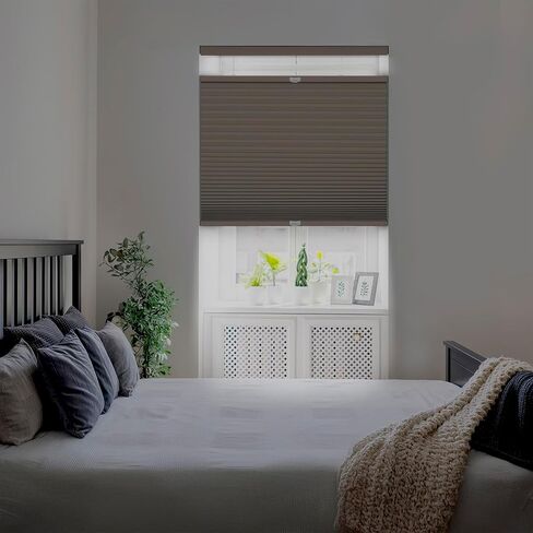 DEZ FURNISHINGS بدون سلك 1.5 بوصة، ظلة خلوية معتمة من أعلى إلى أسفل إلى أعلى، موفر للطاقة، 70 بوصة عرض × 60 بوصة ارتفاع، لاتيه in Saudi Arabia