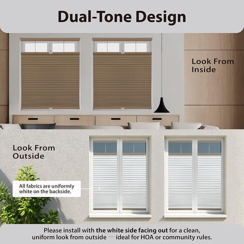 DEZ FURNISHINGS بدون سلك 1.5 بوصة، ظلة خلوية معتمة من أعلى إلى أسفل إلى أعلى، موفر للطاقة، 70 بوصة عرض × 60 بوصة ارتفاع، لاتيه in Saudi Arabia