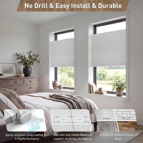 No Drill No Tools Top Down Bottom Up Cellular Shades, Custom Blackout Easy Install Cordless Honeycomb Blinds, Noise Reduce & Thermal Insulation Blinds for Home Office Brown in Saudi Arabia