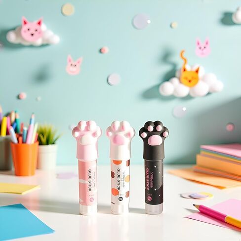 Solid Glues, Kawaii Cartoon Solid Glue Stick, Cat Claw Cute Glue Stick, Strong Adhesives for Student Stationery DIY Craft High Viscosity School Supplies(1Pcs Random Color) in Saudi Arabia