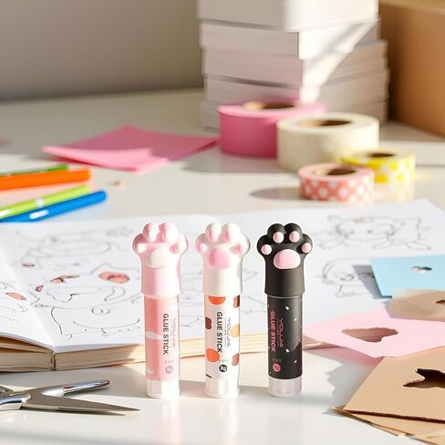 Solid Glues, Kawaii Cartoon Solid Glue Stick, Cat Claw Cute Glue Stick, Strong Adhesives for Student Stationery DIY Craft High Viscosity School Supplies(1Pcs Random Color) in Saudi Arabia