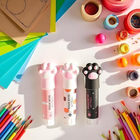 Solid Glues, Kawaii Cartoon Solid Glue Stick, Cat Claw Cute Glue Stick, Strong Adhesives for Student Stationery DIY Craft High Viscosity School Supplies(1Pcs Random Color) in Saudi Arabia