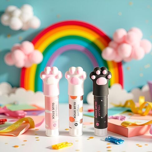 Solid Glues, Kawaii Cartoon Solid Glue Stick, Cat Claw Cute Glue Stick, Strong Adhesives for Student Stationery DIY Craft High Viscosity School Supplies(1Pcs Random Color) in Saudi Arabia