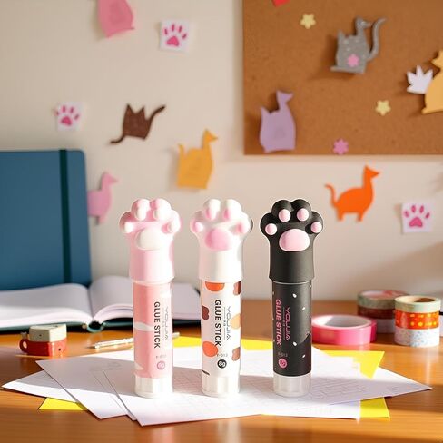 Solid Glues, Kawaii Cartoon Solid Glue Stick, Cat Claw Cute Glue Stick, Strong Adhesives for Student Stationery DIY Craft High Viscosity School Supplies(1Pcs Random Color) in Saudi Arabia