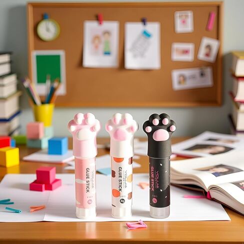 Solid Glues, Kawaii Cartoon Solid Glue Stick, Cat Claw Cute Glue Stick, Strong Adhesives for Student Stationery DIY Craft High Viscosity School Supplies(1Pcs Random Color) in Saudi Arabia
