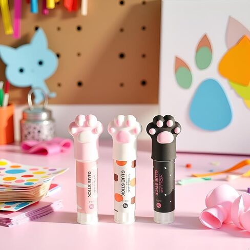 Solid Glues, Kawaii Cartoon Solid Glue Stick, Cat Claw Cute Glue Stick, Strong Adhesives for Student Stationery DIY Craft High Viscosity School Supplies(1Pcs Random Color) in Saudi Arabia