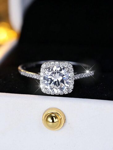 1pc Gorgeous Elegant Four Claws Square Zircon Rings For Women Prom Wedding Anniversary For Women Copper Ring Birthday Gift Fine Jewelry in Saudi Arabia