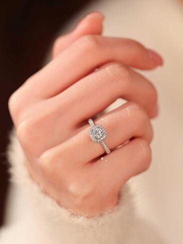 1pc Gorgeous Elegant Four Claws Square Zircon Rings For Women Prom Wedding Anniversary For Women Copper Ring Birthday Gift Fine Jewelry in Saudi Arabia