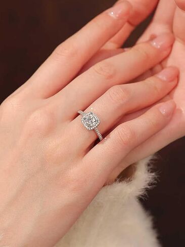 1pc Gorgeous Elegant Four Claws Square Zircon Rings For Women Prom Wedding Anniversary For Women Copper Ring Birthday Gift Fine Jewelry in Saudi Arabia