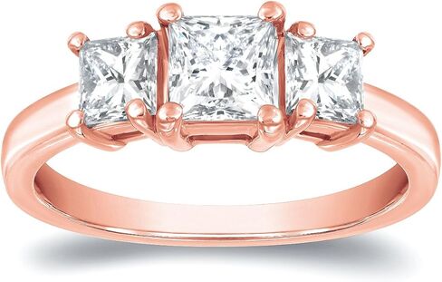 14k Gold 3-Stone Princess Cut Diamond Ring (1/2 cttw, G-H, VS2-SI1) Size 4-9 in Saudi Arabia