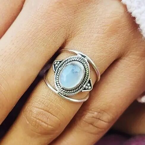 Graceful Oval Imitation Opal Ring for Women Vintage Party Jewelry in Saudi Arabia