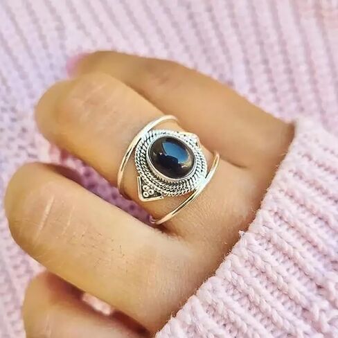 Graceful Oval Imitation Opal Ring for Women Vintage Party Jewelry in Saudi Arabia