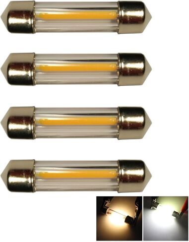 4 قطع LED سيارة اكليل قبة الضوء الداخلي 31 مم 36 مم 39 مم 41 مم COB خيوط قراءة خريطة مصابيح الباب، مصابيح إضاءة الثلاجة، مصابيح إضاءة الثلاجة RV (أبيض، 41 مم) in Kuwait