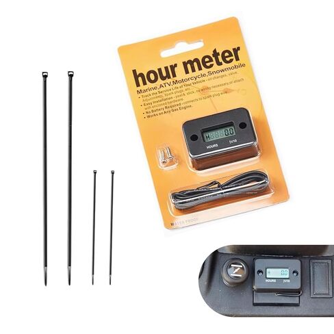 1 Set Hour Meter, Waterproof LCD Digital Display Timer, Inductive Hour Meter with Cable Tie and Screws, Fit for Gas Engine Generator Lawn Mower Motor Dirt Bike Motorcycle (Black) in Saudi Arabia