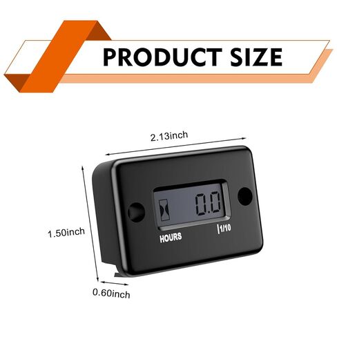 1 Set Hour Meter, Waterproof LCD Digital Display Timer, Inductive Hour Meter with Cable Tie and Screws, Fit for Gas Engine Generator Lawn Mower Motor Dirt Bike Motorcycle (Black) in Saudi Arabia