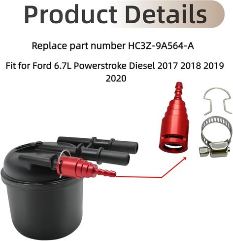 Upgraded Aluminum Alloy Fuel Filter Return Line Connector – Replaces HC3Z-9A564-A, Compatible with Ford 6.7L Powerstroke Diesel 2017-2020 (Red) in Kuwait