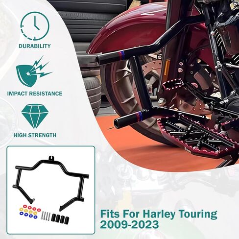 Engine Guard for Touring Crash Bar Front Highway Motorcycle Fit for Harley Road Glide Road King Street Glide Electra Glide CVO Trike FLTR FLHR FLHX 2009-2025 Black in Kuwait