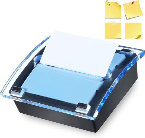 موزع ملاحظات منبثق، قاعدة سوداء شفافة، حامل ملاحظات لاصقة من الأكريليك، حامل ملاحظات منشور، حاوية صغيرة لاصقة لملاحظات لاصقة مقاس 3 × 3 بوصة، ملحقات متجر المنزل والمدرسة (2) in Kuwait