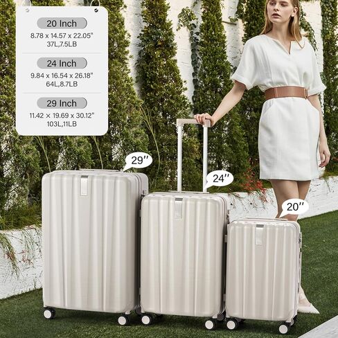 Hanke Hardshell Luggage Sets 2 Piece Extra Large Suitcases with Lock,28 Inch Luggage with Spinner Wheels, Travel Suitcase for Women Men 20 29Inch,Ivory White in Saudi Arabia