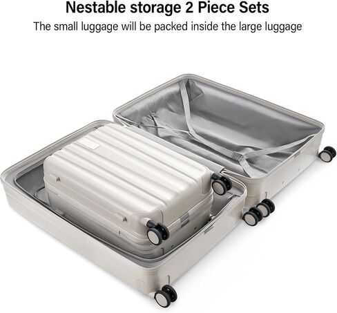 Hanke Hardshell Luggage Sets 2 Piece Extra Large Suitcases with Lock,28 Inch Luggage with Spinner Wheels, Travel Suitcase for Women Men 20 29Inch,Ivory White in Saudi Arabia