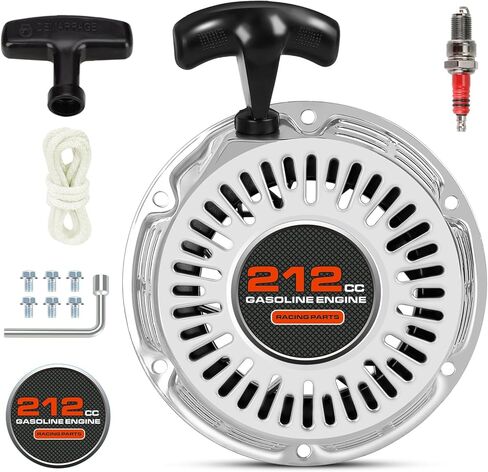 FVRITO 212cc سحب بداية الارتداد مجموعة بداية متوافقة مع بريداتور 212 كولمان CT200U CT200U-EX BT200X B200R دراجة صغيرة KT196 Go Kart 6.5HP 196cc GX160 GX200 Clone Engine أجزاء جزازة العشب فضية in Saudi Arabia