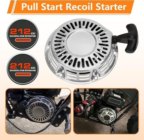 FVRITO 212cc سحب بداية الارتداد مجموعة بداية متوافقة مع بريداتور 212 كولمان CT200U CT200U-EX BT200X B200R دراجة صغيرة KT196 Go Kart 6.5HP 196cc GX160 GX200 Clone Engine أجزاء جزازة العشب فضية in Saudi Arabia