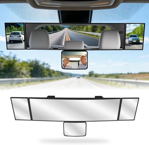 4 in 1 Rear View Mirror with Blind Spot Elimination & Backseat Mirror, 360° Wide Angle Panoramic Rearview Mirrors for Enhanced Driving Safety, Universal Fit for Car/Truck/SUV in Saudi Arabia
