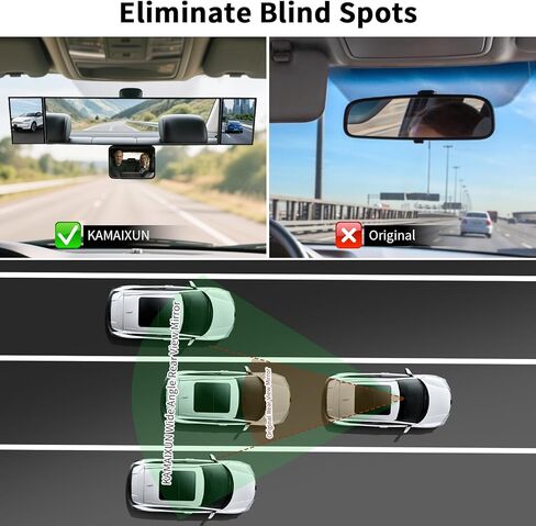 4 in 1 Rear View Mirror with Blind Spot Elimination & Backseat Mirror, 360° Wide Angle Panoramic Rearview Mirrors for Enhanced Driving Safety, Universal Fit for Car/Truck/SUV in Saudi Arabia