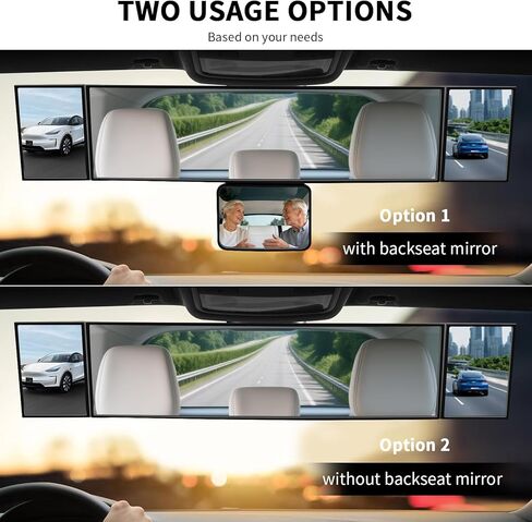 4 in 1 Rear View Mirror with Blind Spot Elimination & Backseat Mirror, 360° Wide Angle Panoramic Rearview Mirrors for Enhanced Driving Safety, Universal Fit for Car/Truck/SUV in Saudi Arabia