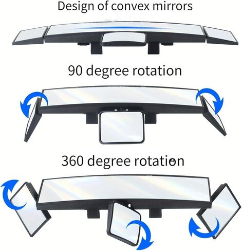 4 in 1 Rear View Mirror with Blind Spot Elimination & Backseat Mirror, 360° Wide Angle Panoramic Rearview Mirrors for Enhanced Driving Safety, Universal Fit for Car/Truck/SUV in Saudi Arabia