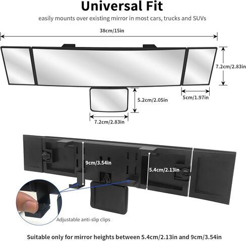 4 in 1 Rear View Mirror with Blind Spot Elimination & Backseat Mirror, 360° Wide Angle Panoramic Rearview Mirrors for Enhanced Driving Safety, Universal Fit for Car/Truck/SUV in Saudi Arabia