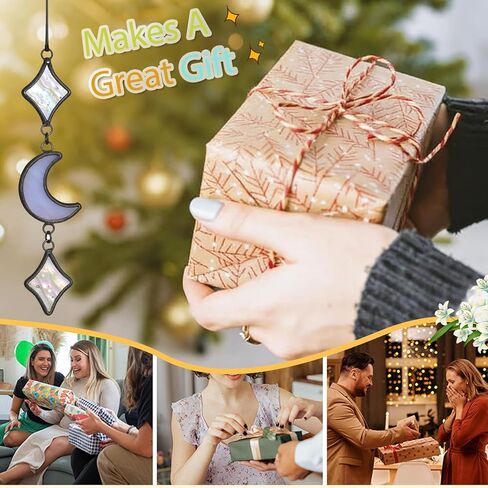 الزجاج الملون القمر ديكور السيارة سحر ستار مرآة الرؤية الخلفية الملحقات هدية ساحرة مثالية للرجل امرأة النفوس الروحية وعشاق القمر in Kuwait