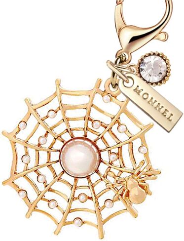 MC480 Spider and Spider web Lobster Clasp Charm for Women with Velvet Bag (Gold,1 Piece) in Saudi Arabia