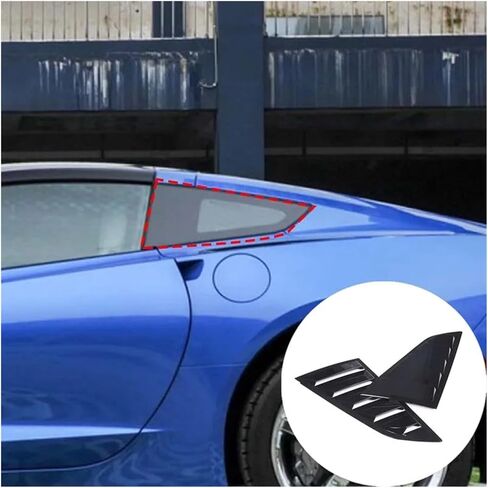 متوافق مع ستائر Corvette C7 الخلفية المثلثة لغطاء عاكس النافذة الخلفية للسيارة وإكسسوارات السيارات ABS بيانو أسود قطعتين 2014-2019 (أسود ساطع) in Kuwait