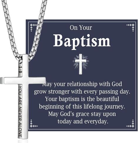 First Communion, Baptism, Confirmation Gifts for Teen Boys Cross Necklaces Religious Joshua Jewelry Easter Birthday in Saudi Arabia