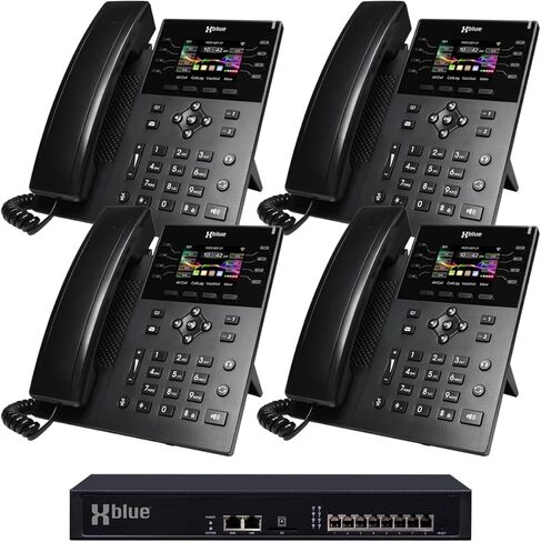 نظام هاتف XBLUE QB2 للأعمال مع (12) هاتف IP9g، (4) منافذ للخطوط الأرضية - يتضمن خدمة خط هاتف مجانية لمدة 3 أشهر - خيارات التنقل للعمل من المنزل والهواتف الذكية iPhone/Android in Saudi Arabia
