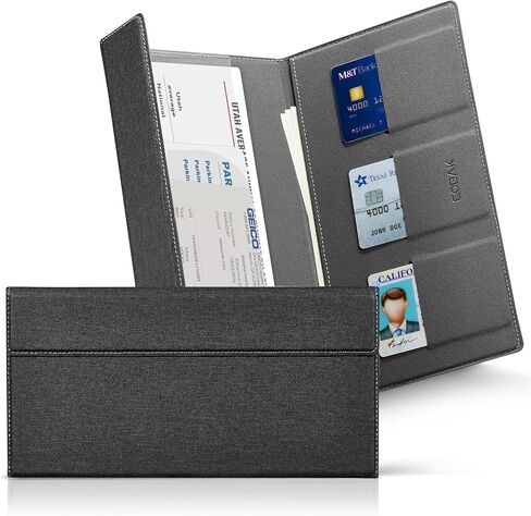 CoBak Leather Car Registration and Insurance Holder with Magnetic Compartment - Vehicle Glove Box Organizer for Driver License, Cards, Emergency Cash - Auto Truck Accessories Case, Lychee Brown in Saudi Arabia