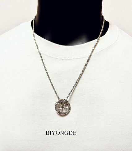 Stainless Steel Wheel Rim Pendant Necklace, Automobile Motorcycle Tyre with Wheel Band Design Biker Necklace, Unisex, Urban and Rock Style in Saudi Arabia