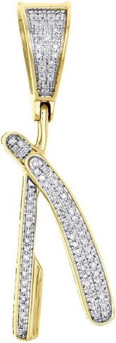 0.20 CT 14K Yellow Gold Plated Diamond Straight Razor Blade Barber Shop Pendant Charm for Women's & Men's in Kuwait