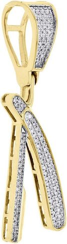 0.20 CT 14K Yellow Gold Plated Diamond Straight Razor Blade Barber Shop Pendant Charm for Women's & Men's in Kuwait
