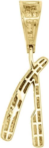 0.20 CT 14K Yellow Gold Plated Diamond Straight Razor Blade Barber Shop Pendant Charm for Women's & Men's in Kuwait