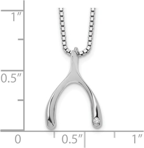 Solid 925 Sterling Silver Diamond Wishbone Slide Pendant Necklace Charm Chain (.01 cttw.) in Saudi Arabia