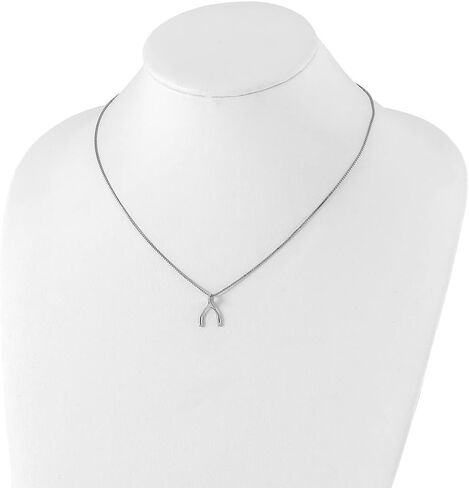 Solid 925 Sterling Silver Diamond Wishbone Slide Pendant Necklace Charm Chain (.01 cttw.) in Saudi Arabia