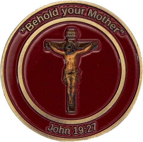 Catholic Rosary Challenge Coin, Religious Medallion with Holy Mary and Crucifix, in Saudi Arabia