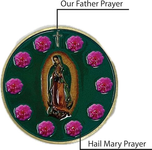 Catholic Rosary Challenge Coin, Religious Medallion with Holy Mary and Crucifix, in Saudi Arabia