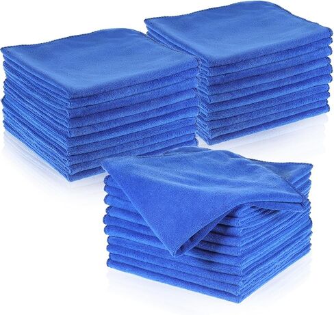 SHENLI 30Pack Edgeless Microfiber Towels for Car Detailing, 16x16 Inch Dark Blue Detailing Drying Wash Polishing Ultra-Absorbent Lint-Free Cleaning Cloths for Cars Windows Cleaning Household Supplies in Saudi Arabia